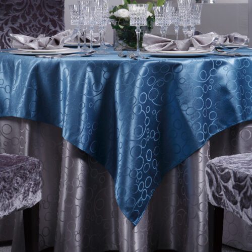 Dusty Blue Round Polyester Tablecloths 108" 120" 132" for Wedding & Banquet