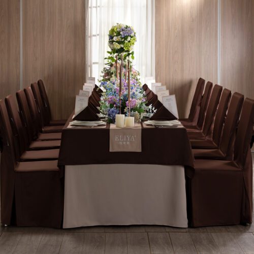 GALAXY wholesale coffee colored 100% polyester tablecloths rectangular banquet tablecloth