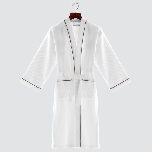 GALAXY New Jewel Grid Kimono Collar With Tooth Strips Bathrobe Lightweight 100% Cotton Bathrobe - Unisex Robe for Spa, Shower , Hotel,Home