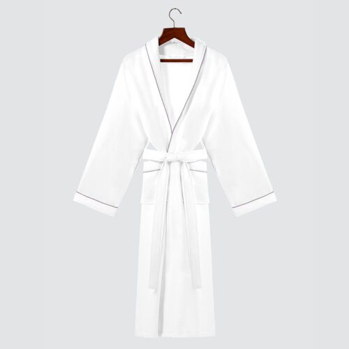 GALAXY Bath Linen White pineapple grid hotel bath robe customizable LOGO 100% cotton bathrobe slippers set unisex bathrobe