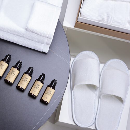 Premium Hotel Comfort Set – Slippers, Toiletries, and Cotton Towels for Hospitality