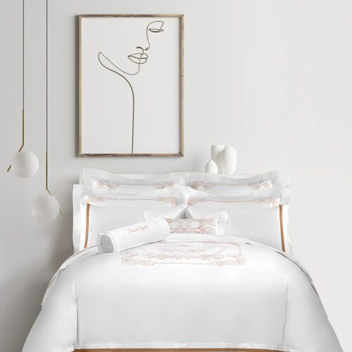 Classic European Design Soft Touch White Double Bed Sheet Linen for Hotels