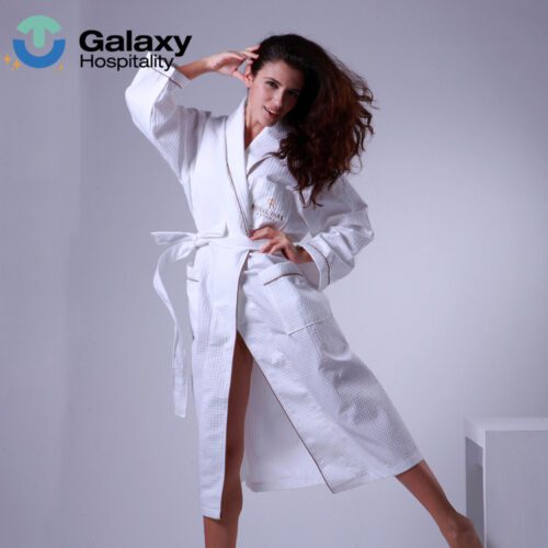 Custom Luxury Cotton Terry Shawl Collar Bathrobe for Hotel & Spa