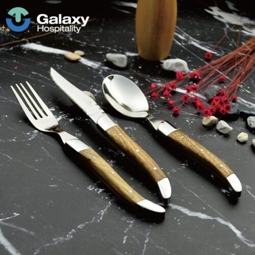 Luxury Stainless Steel Wedding Cutlery Set with Golden Handle