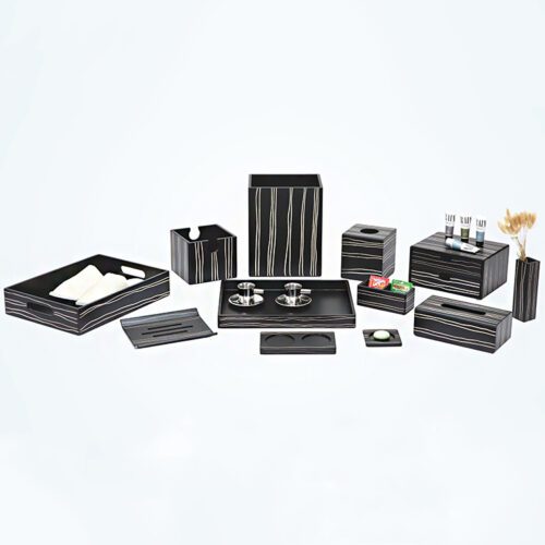 GALAXY 12 Pcs Leather Desk Set with Single Document Tray Hotel Supplies Desk Organizer Office Accessories Stationary Set Letter Tray