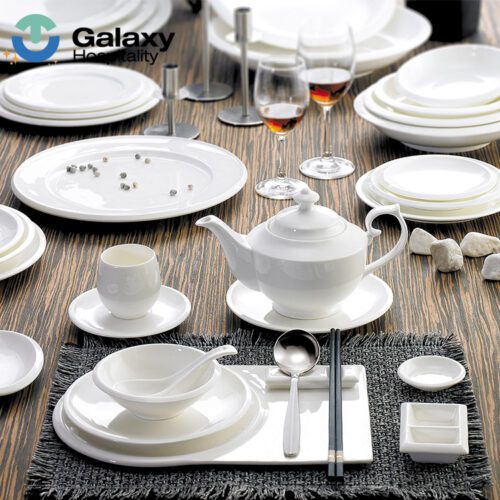 Classic White Ceramic Dinner Set – Elevate Hotel and Restaurant Dining with Timeless Porcelain Tableware